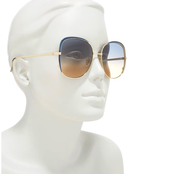 Gucci Women's Oversized Square Sunglasses 58mm Blue Radiant